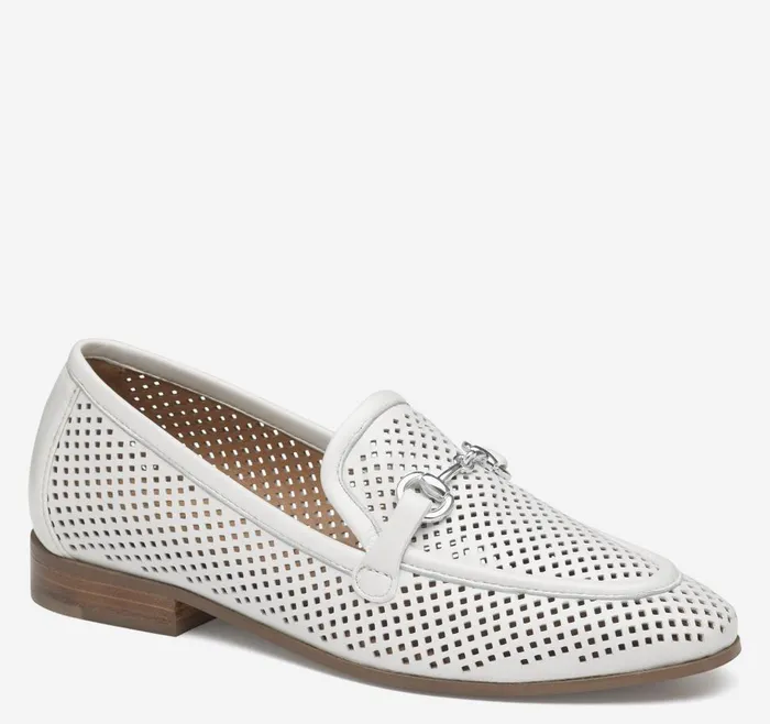 Johnston and Murphy Ali Perfed Bit Loafer White Glove Leather Women Mules and Loafers Johnston and Murphy Ali Perfed Bit Loafer White Glove Leather Women Mules and Loafers