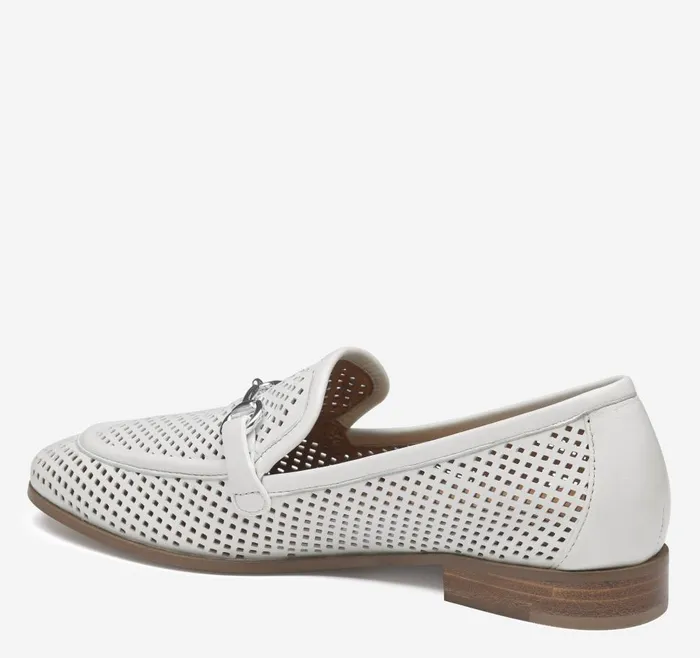 Johnston and Murphy Ali Perfed Bit Loafer White Glove Leather Women Mules and Loafers Johnston and Murphy Ali Perfed Bit Loafer White Glove Leather Women Mules and Loafers