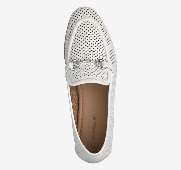 Johnston and Murphy Ali Perfed Bit Loafer White Glove Leather Women Mules and Loafers Johnston and Murphy Ali Perfed Bit Loafer White Glove Leather Women Mules and Loafers