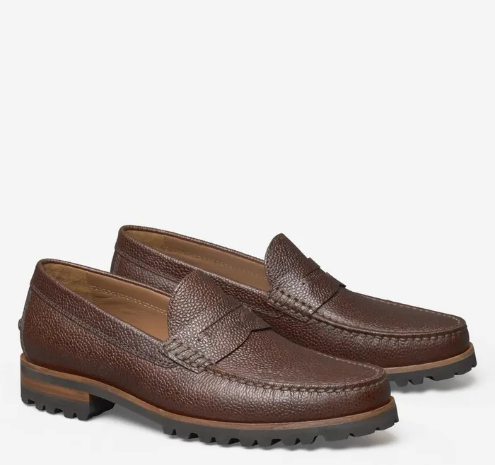 Johnston and Murphy Baldwin Lug Penny Mahogany Scotch Grain Men SlipOns