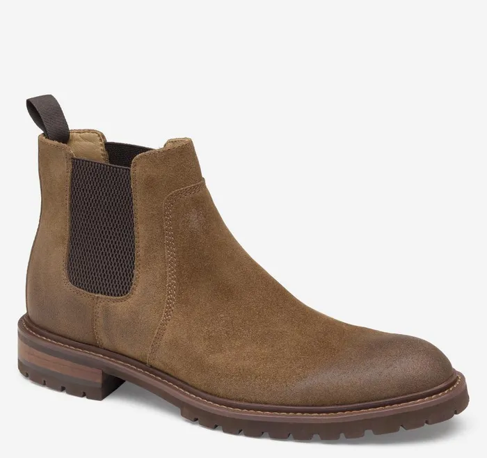 Johnston and Murphy Barrett Chelsea Boot Tan Oiled Suede Men Boots