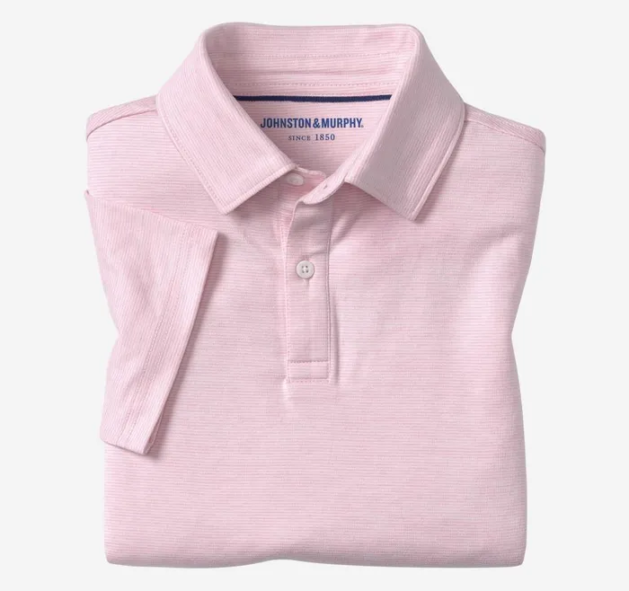 Johnston and Murphy Boys Micro Stripe Polo Pink Boys Shirts