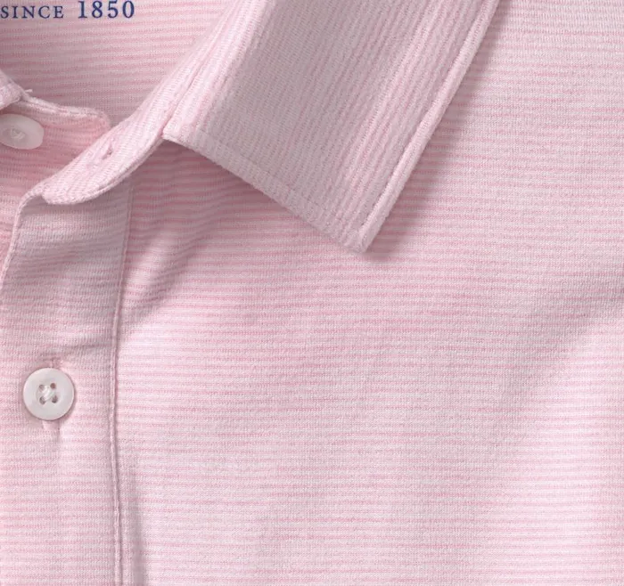 Johnston and Murphy Boys Micro Stripe Polo Pink Boys Shirts Johnston and Murphy Boys Micro Stripe Polo Pink Boys Shirts