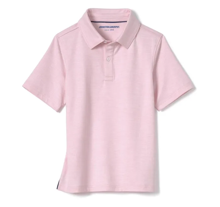 Johnston and Murphy Boys Micro Stripe Polo Pink Boys Shirts Johnston and Murphy Boys Micro Stripe Polo Pink Boys Shirts