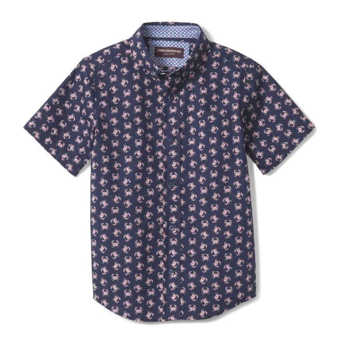 Johnston and Murphy Boys ShortSleeve Printed Shirt Navy Crab Boys Shirts Johnston and Murphy Boys ShortSleeve Printed Shirt Navy Crab Boys Shirts
