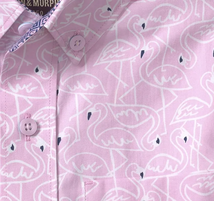 Johnston and Murphy Boys ShortSleeve Printed Shirt Pink Flamingo Boys Shirts Johnston and Murphy Boys ShortSleeve Printed Shirt Pink Flamingo Boys Shirts
