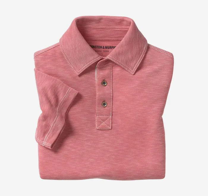 Johnston and Murphy Boys Vintage Slub Polo Coral Boys Shirts
