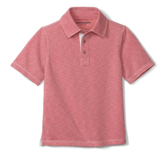 Johnston and Murphy Boys Vintage Slub Polo Coral Boys Shirts