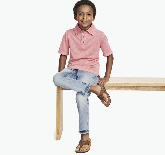 Johnston and Murphy Boys Vintage Slub Polo Coral Boys Shirts