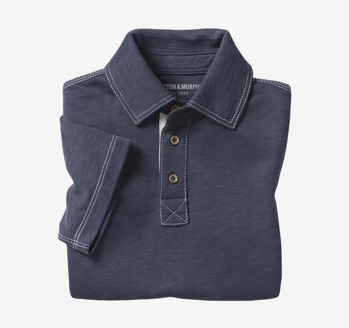 Johnston and Murphy Boys Vintage Slub Polo Navy Boys Shirts