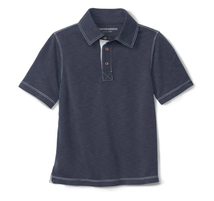 Johnston and Murphy Boys Vintage Slub Polo Navy Boys Shirts