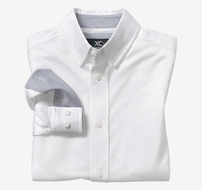 Johnston and Murphy Boys XC Flex Stretch LongSleeve Shirt White Solid Boys Shirts