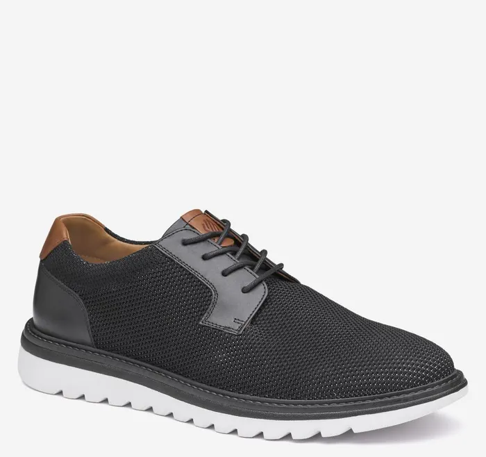 Johnston and Murphy Braydon Knit Plain Toe Black Knit Men LaceUps