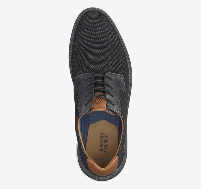 Johnston and Murphy Braydon Knit Plain Toe Black Knit Men LaceUps