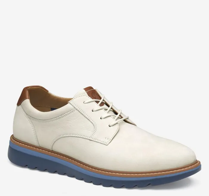 Johnston and Murphy Braydon Plain Toe Offwhite Nubuck Men LaceUps