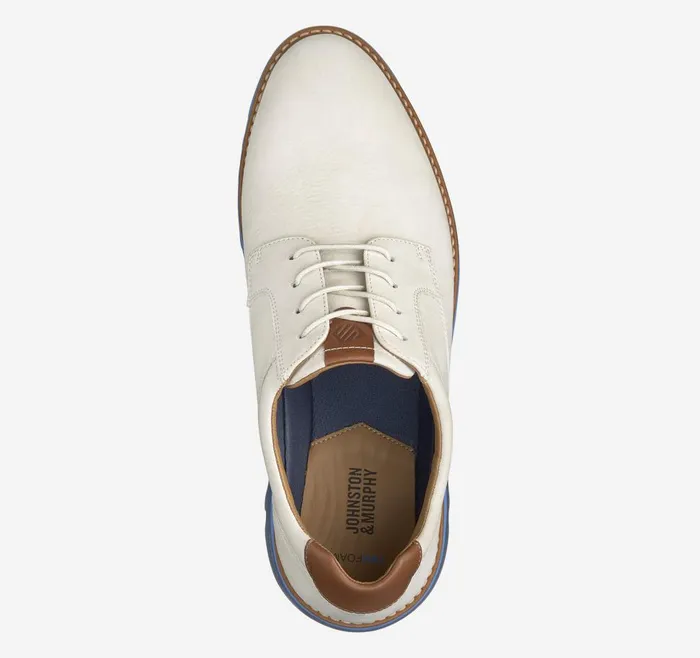 Johnston and Murphy Braydon Plain Toe Offwhite Nubuck Men LaceUps