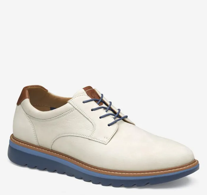 Johnston and Murphy Braydon Plain Toe Offwhite Nubuck Men LaceUps