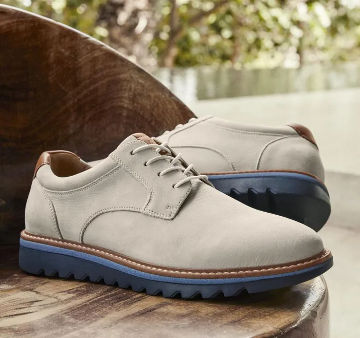 Johnston and Murphy Braydon Plain Toe Offwhite Nubuck Men LaceUps