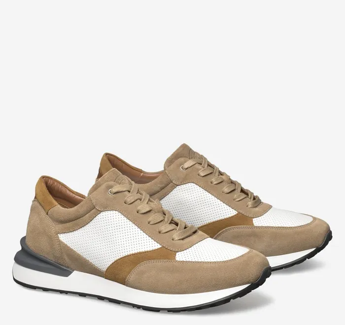 Johnston and Murphy Briggs Perfed LaceUp Taupebrownwhite Italian Suedecalf Men Sneakers Johnston and Murphy Briggs Perfed LaceUp Taupebrownwhite Italian Suedecalf Men Sneakers