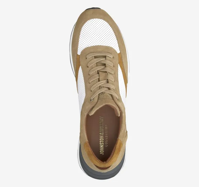 Johnston and Murphy Briggs Perfed LaceUp Taupebrownwhite Italian Suedecalf Men Sneakers