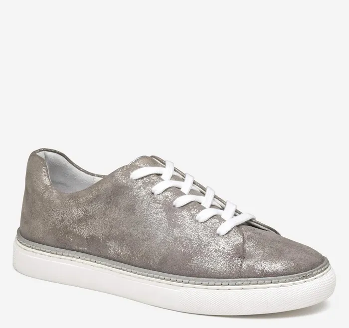 Johnston and Murphy Callie LacetoToe Silver Metallic Italian Suede Women Sneakers Johnston and Murphy Callie LacetoToe Silver Metallic Italian Suede Women Sneakers