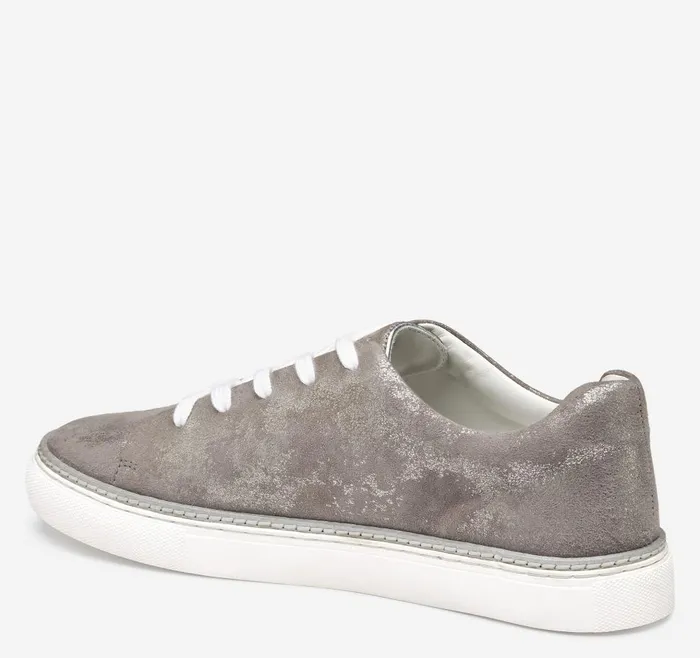 Johnston and Murphy Callie LacetoToe Silver Metallic Italian Suede Women Sneakers Johnston and Murphy Callie LacetoToe Silver Metallic Italian Suede Women Sneakers