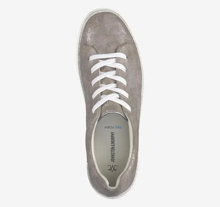 Johnston and Murphy Callie LacetoToe Silver Metallic Italian Suede Women Sneakers Johnston and Murphy Callie LacetoToe Silver Metallic Italian Suede Women Sneakers