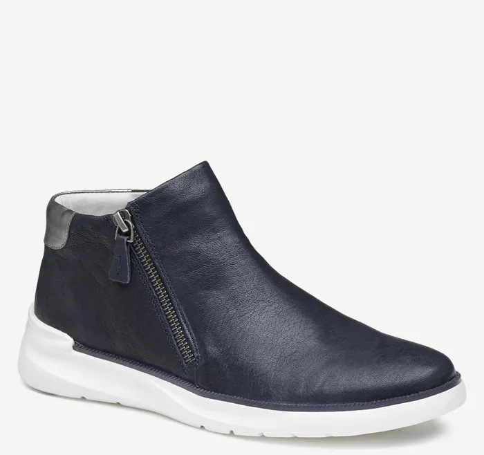 Johnston and Murphy Emery Zip Bootie Navy Washed Italian Sheepskin Women Boots and Booties Johnston and Murphy Emery Zip Bootie Navy Washed Italian Sheepskin Women Boots and Booties