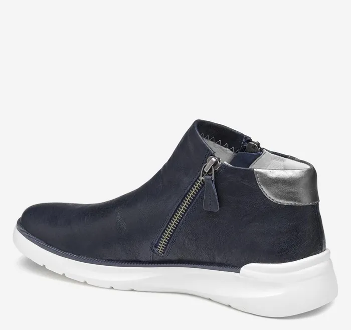 Johnston and Murphy Emery Zip Bootie Navy Washed Italian Sheepskin Women Boots and Booties Johnston and Murphy Emery Zip Bootie Navy Washed Italian Sheepskin Women Boots and Booties