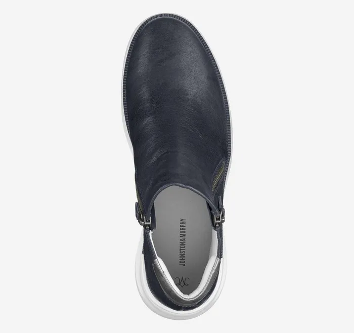 Johnston and Murphy Emery Zip Bootie Navy Washed Italian Sheepskin Women Boots and Booties Johnston and Murphy Emery Zip Bootie Navy Washed Italian Sheepskin Women Boots and Booties
