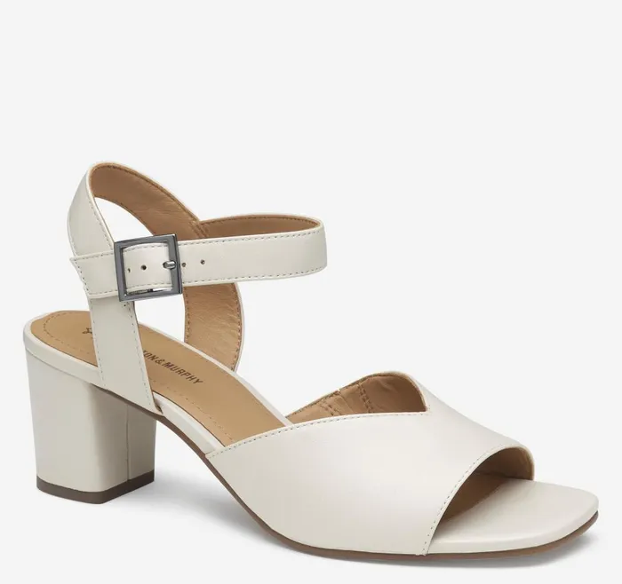Johnston and Murphy Evelyn AnkleStrap Sandal Bone Glove Leather Women Heels and Platform Wedges Johnston and Murphy Evelyn AnkleStrap Sandal Bone Glove Leather Women Heels and Platform Wedges