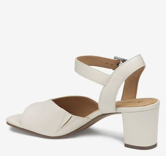 Johnston and Murphy Evelyn AnkleStrap Sandal Bone Glove Leather Women Heels and Platform Wedges Johnston and Murphy Evelyn AnkleStrap Sandal Bone Glove Leather Women Heels and Platform Wedges