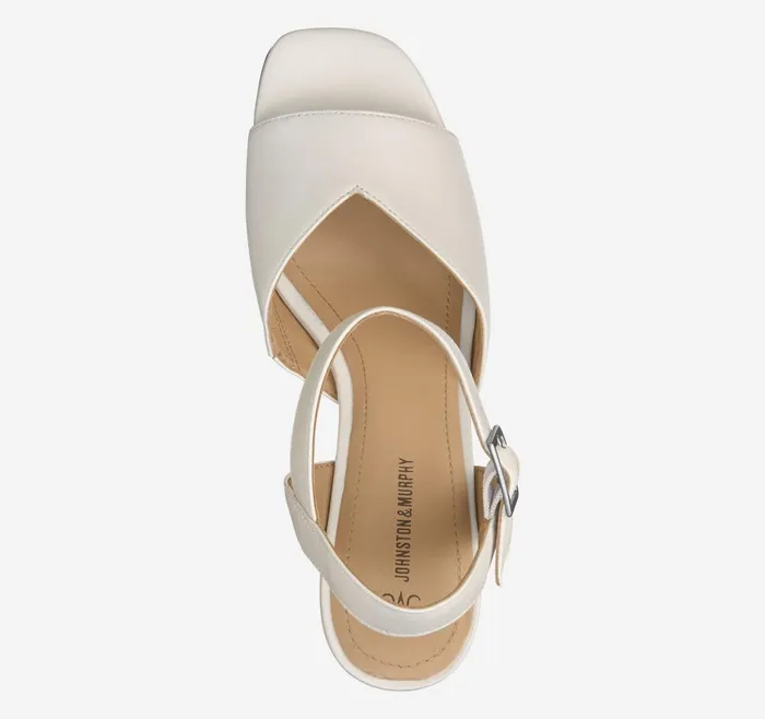 Johnston and Murphy Evelyn AnkleStrap Sandal Bone Glove Leather Women Heels and Platform Wedges Johnston and Murphy Evelyn AnkleStrap Sandal Bone Glove Leather Women Heels and Platform Wedges
