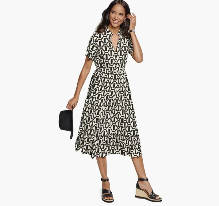 Johnston and Murphy Geo Print Dress Whiteblack Women Dresses and Jumpsuits Johnston and Murphy Geo Print Dress Whiteblack Women Dresses and Jumpsuits