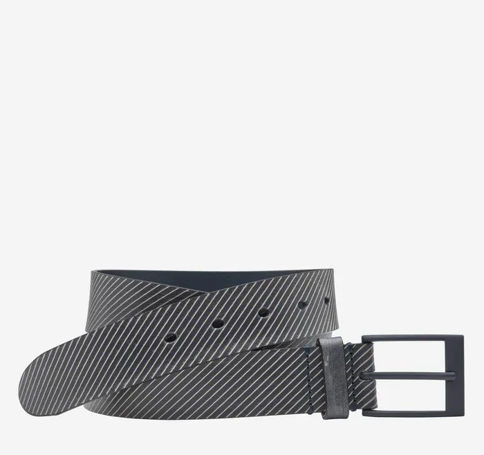 Johnston and Murphy Ghost Diagonal Etched Belt Navy Men Belts