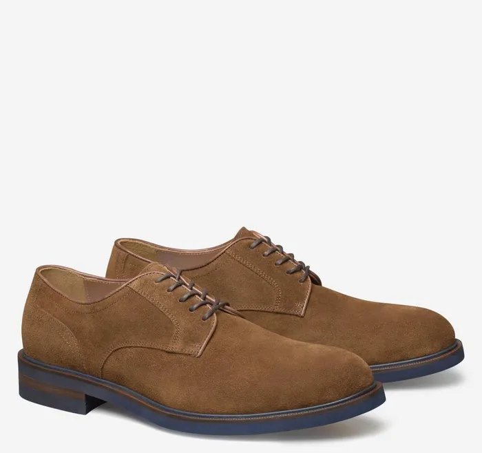 Johnston and Murphy Hartley Plain Toe Snuff Italian Suede Men LaceUps
