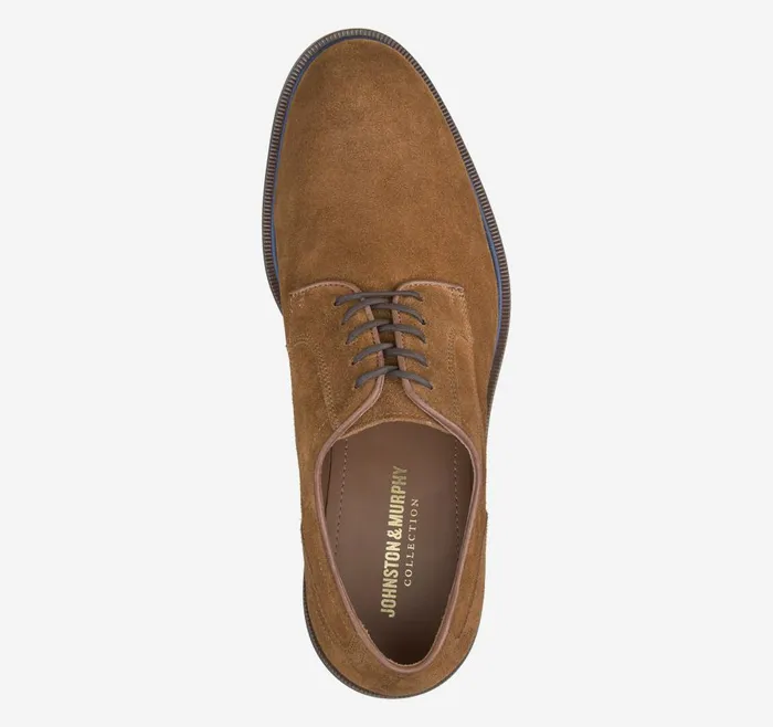 Johnston and Murphy Hartley Plain Toe Snuff Italian Suede Men LaceUps