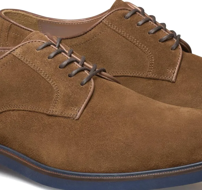 Johnston and Murphy Hartley Plain Toe Snuff Italian Suede Men LaceUps
