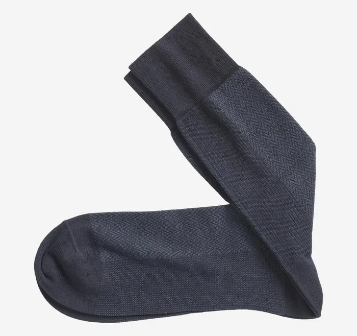 Johnston and Murphy Herringbone Panel Socks Navy Men Socks