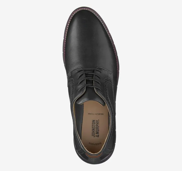 Johnston and Murphy Holden Plain Toe Black Full Grainblack Sole Men LaceUps