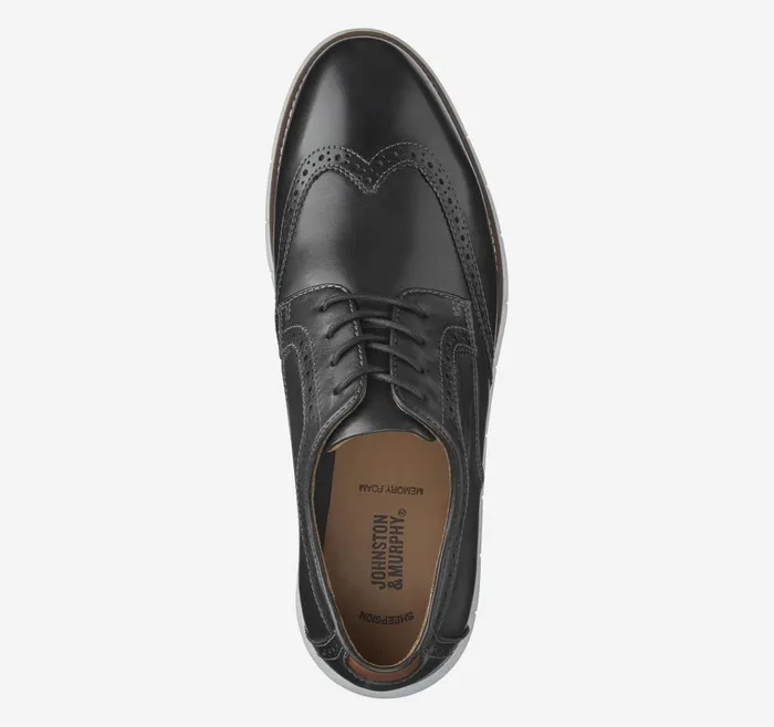 Johnston and Murphy Holden Wingtip Black Full Grain Men LaceUps
