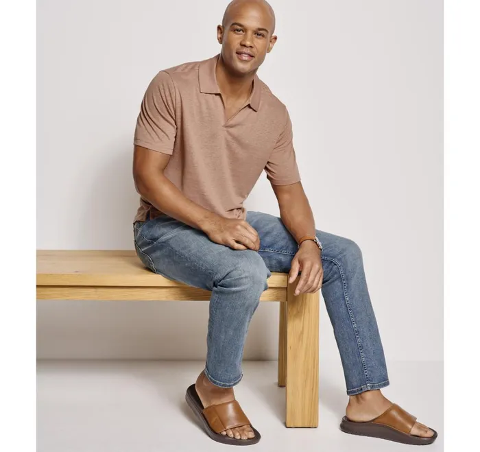 Johnston and Murphy LinenBlend VNeck Polo Melon Men Polos and Tees Johnston and Murphy LinenBlend VNeck Polo Melon Men Polos and Tees