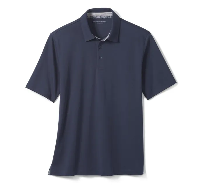 Johnston and Murphy Liquid Cotton Polo Navy Men Polos and Tees Johnston and Murphy Liquid Cotton Polo Navy Men Polos and Tees