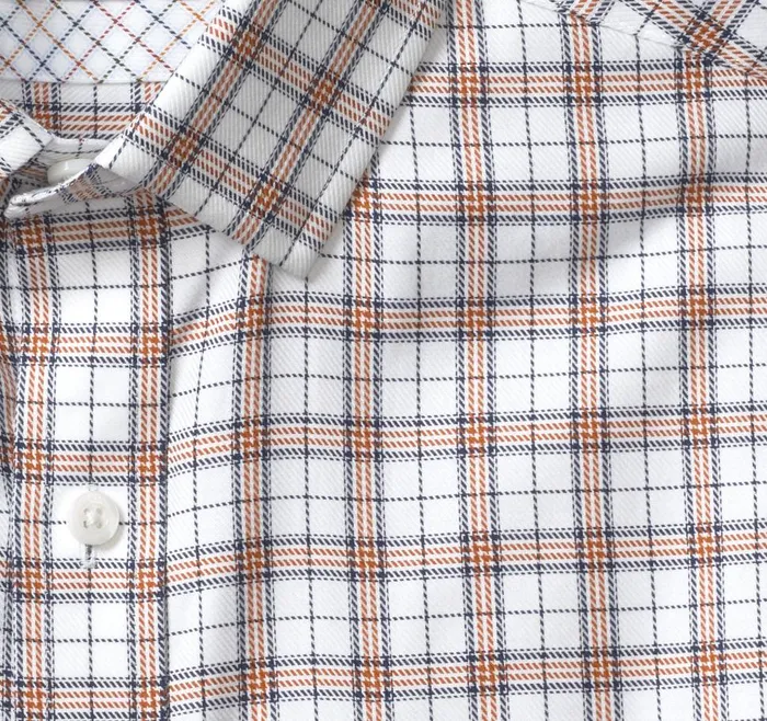 Johnston and Murphy LongSleeve Dress Shirt Rustnavy Double Windowpane Men Shirts