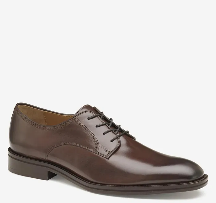 Johnston and Murphy Meade Plain Toe Mahogany Italian Calfskin Men LaceUps