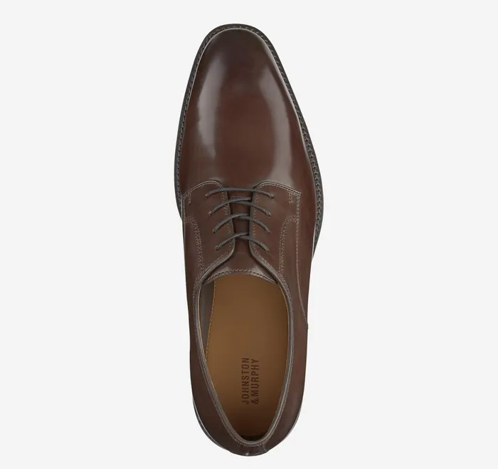 Johnston and Murphy Meade Plain Toe Mahogany Italian Calfskin Men LaceUps