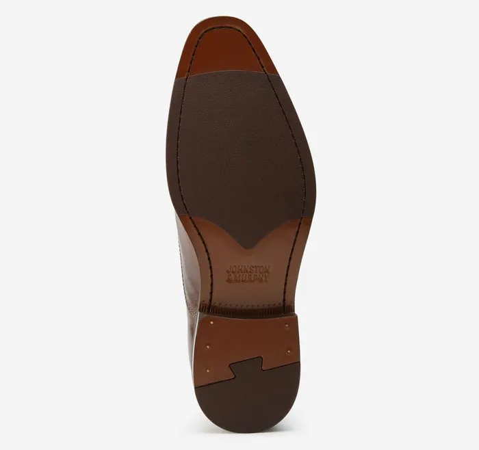Johnston and Murphy Meade Plain Toe Mahogany Italian Calfskin Men LaceUps