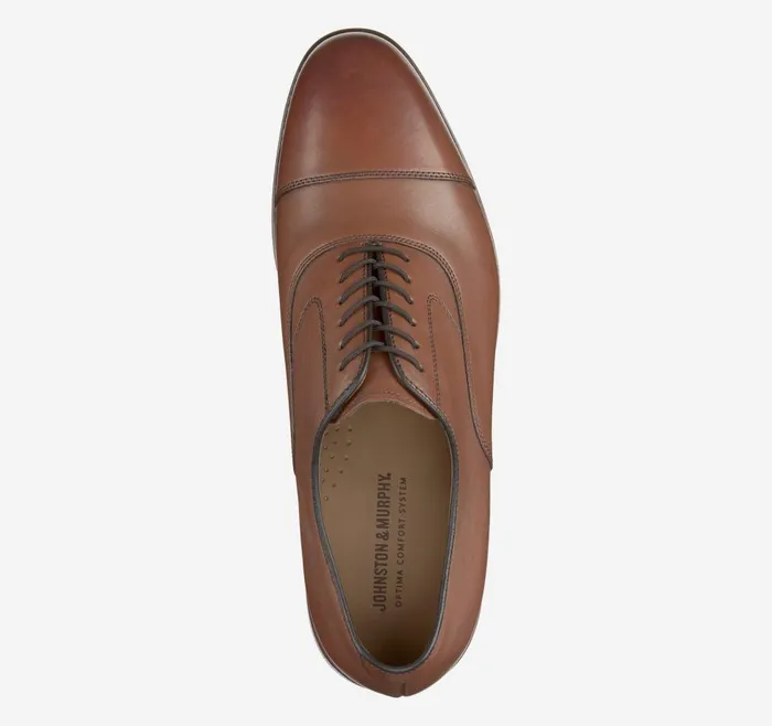 Johnston and Murphy Melton Cap Toe Tan Calfskin Men LaceUps