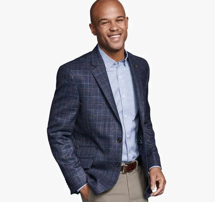 Johnston and Murphy Multi Plaid Blazer Navy Men Blazers