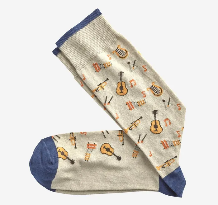 Johnston and Murphy Novelty Socks Khaki Music City Men Socks